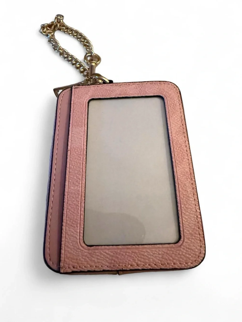 Coach Blush Pink Zip Card Case with Gold Logo